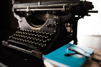 Typewriter and book